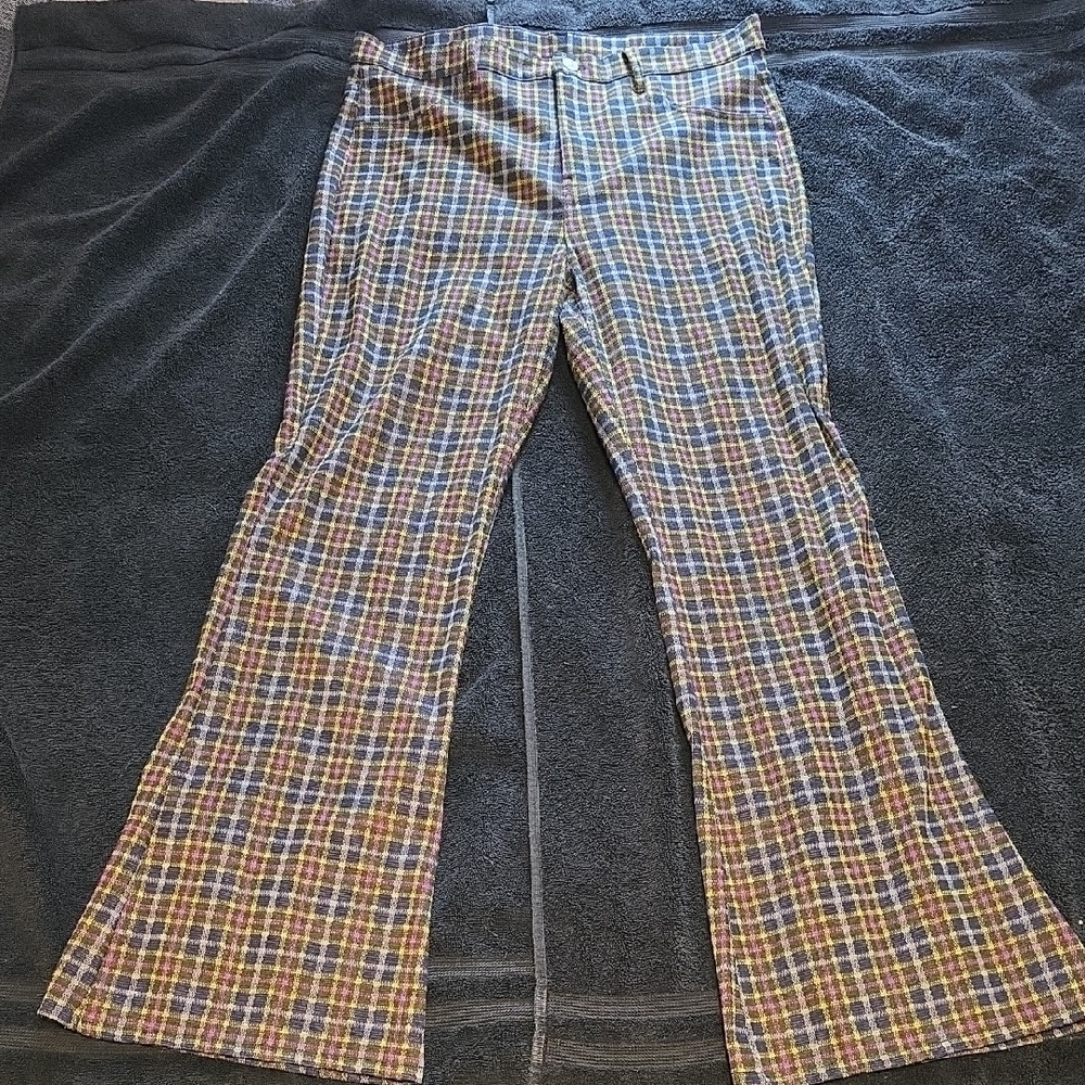 AMERICAN EAGLE Multicolor Plaid Flared Pants